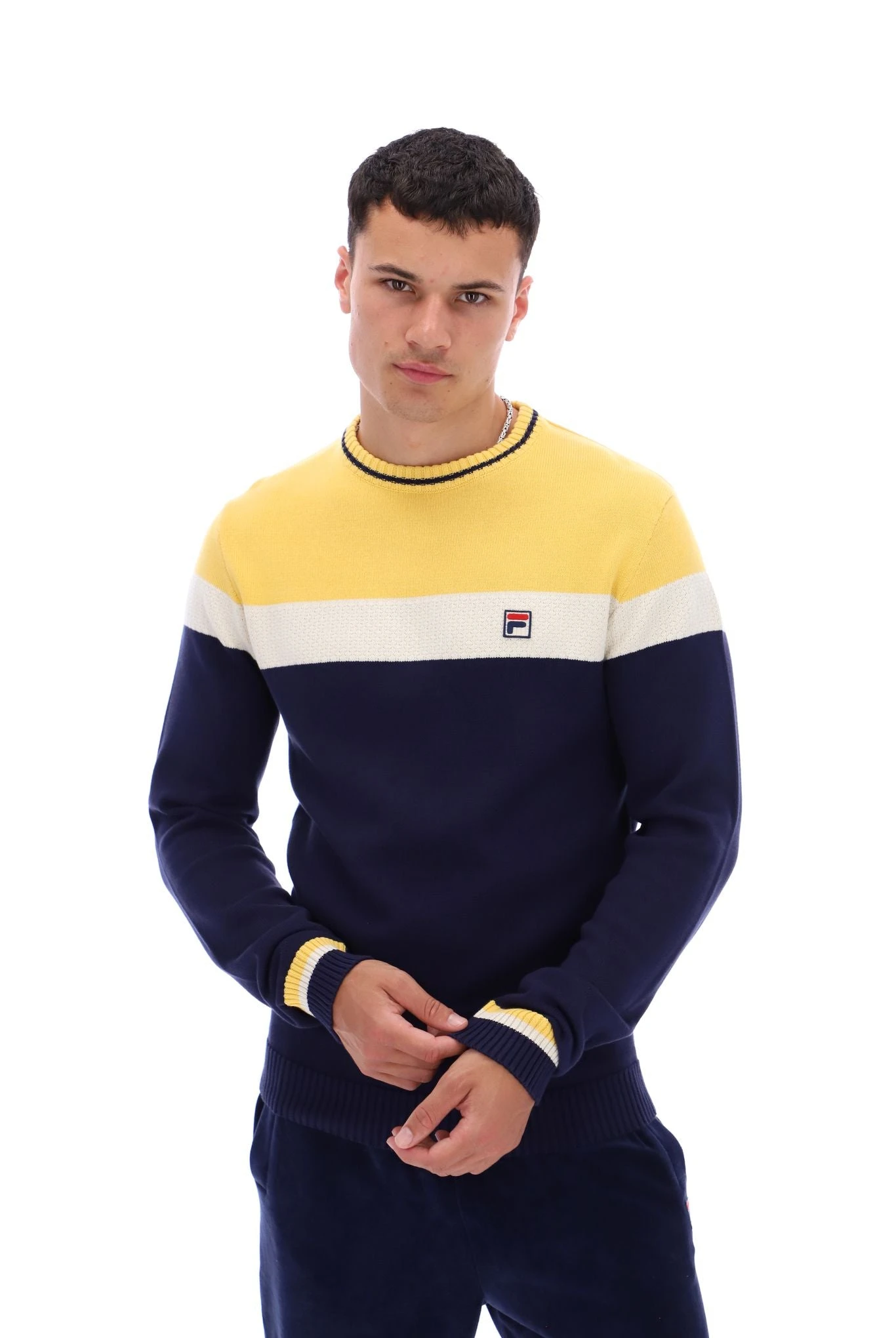 FILA Alden Textured Knitted Colour Block Sweater 1 FILA Alden Textured Knitted Colour Block Sweater