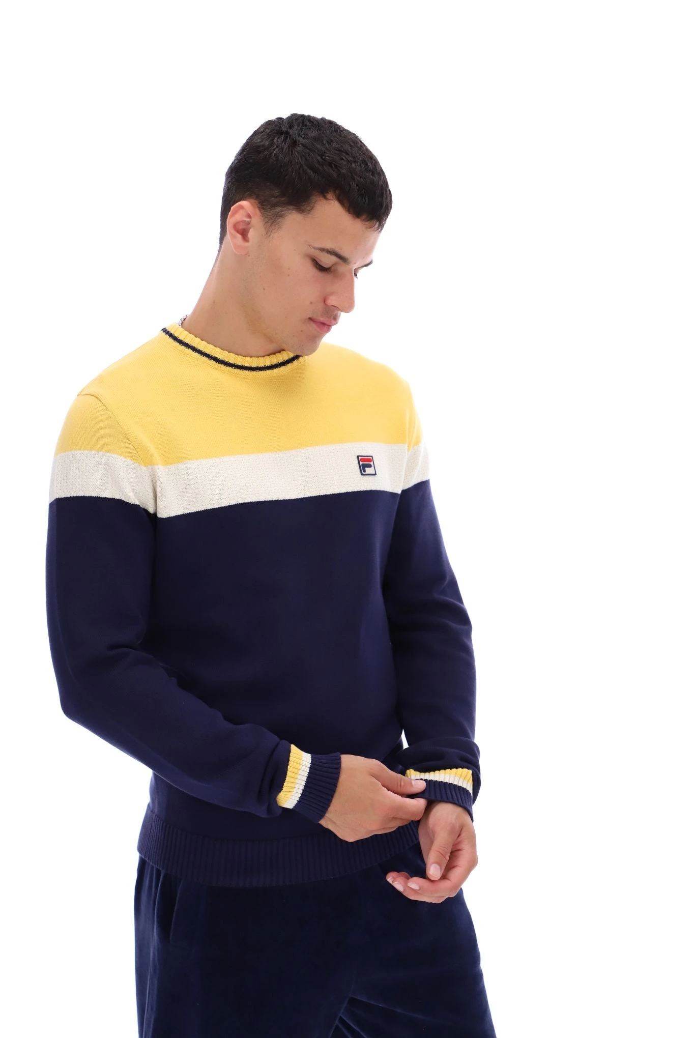 FILA Alden Textured Knitted Colour Block Sweater 2 FILA Alden Textured Knitted Colour Block Sweater - Image 2