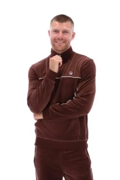 FILA Duke Velour 1/4 Zip With Piping