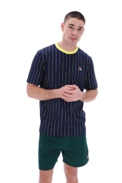 FILA Fionn Pin Striped T-Shirt With Contrast Collar