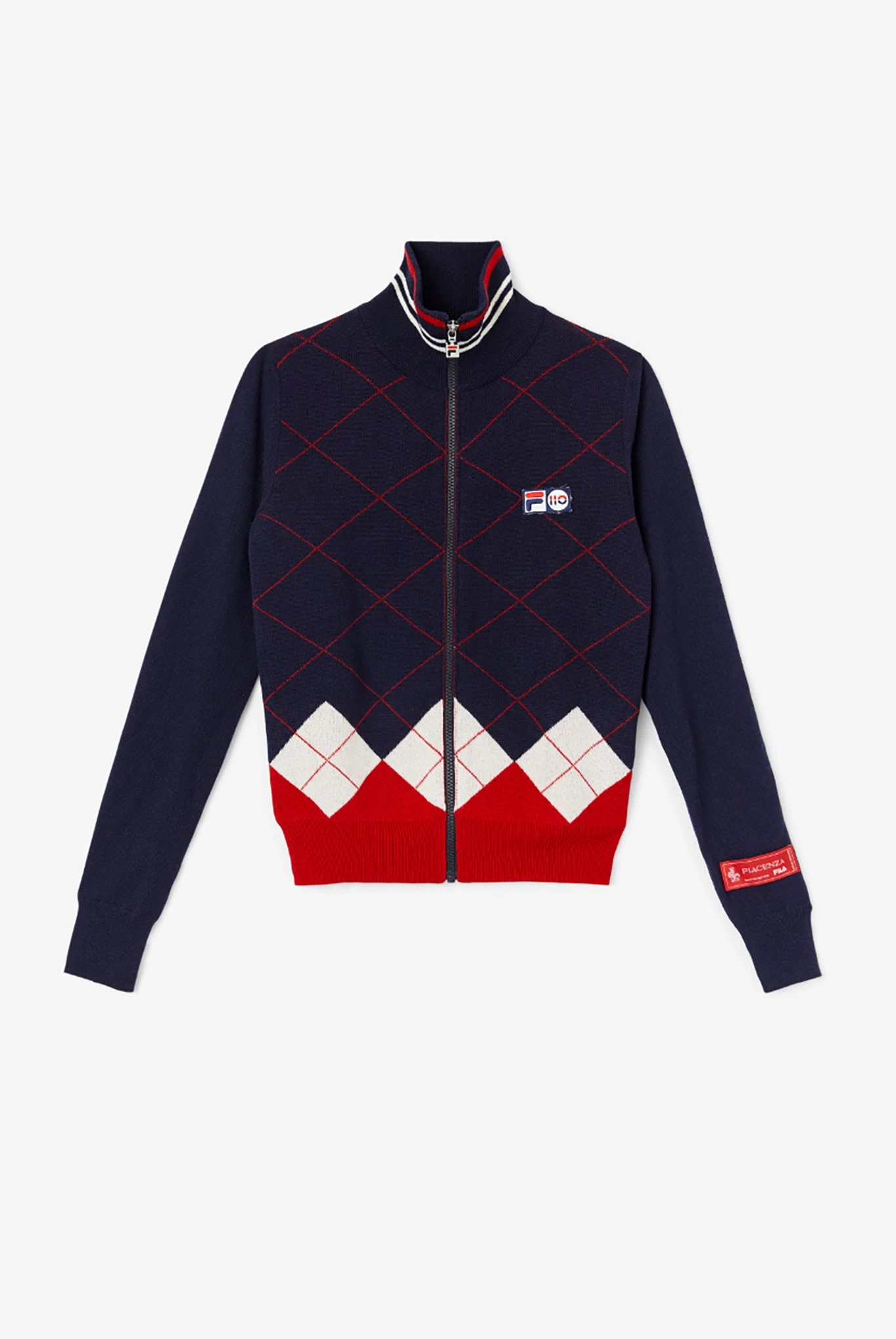 FILA 110 Cashmere Argyle Zip Sweater 3 FILA 110 Cashmere Argyle Zip Sweater - Image 3