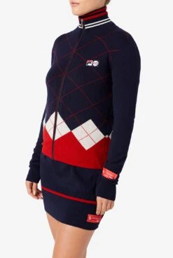 FILA 110 Cashmere Argyle Zip Sweater