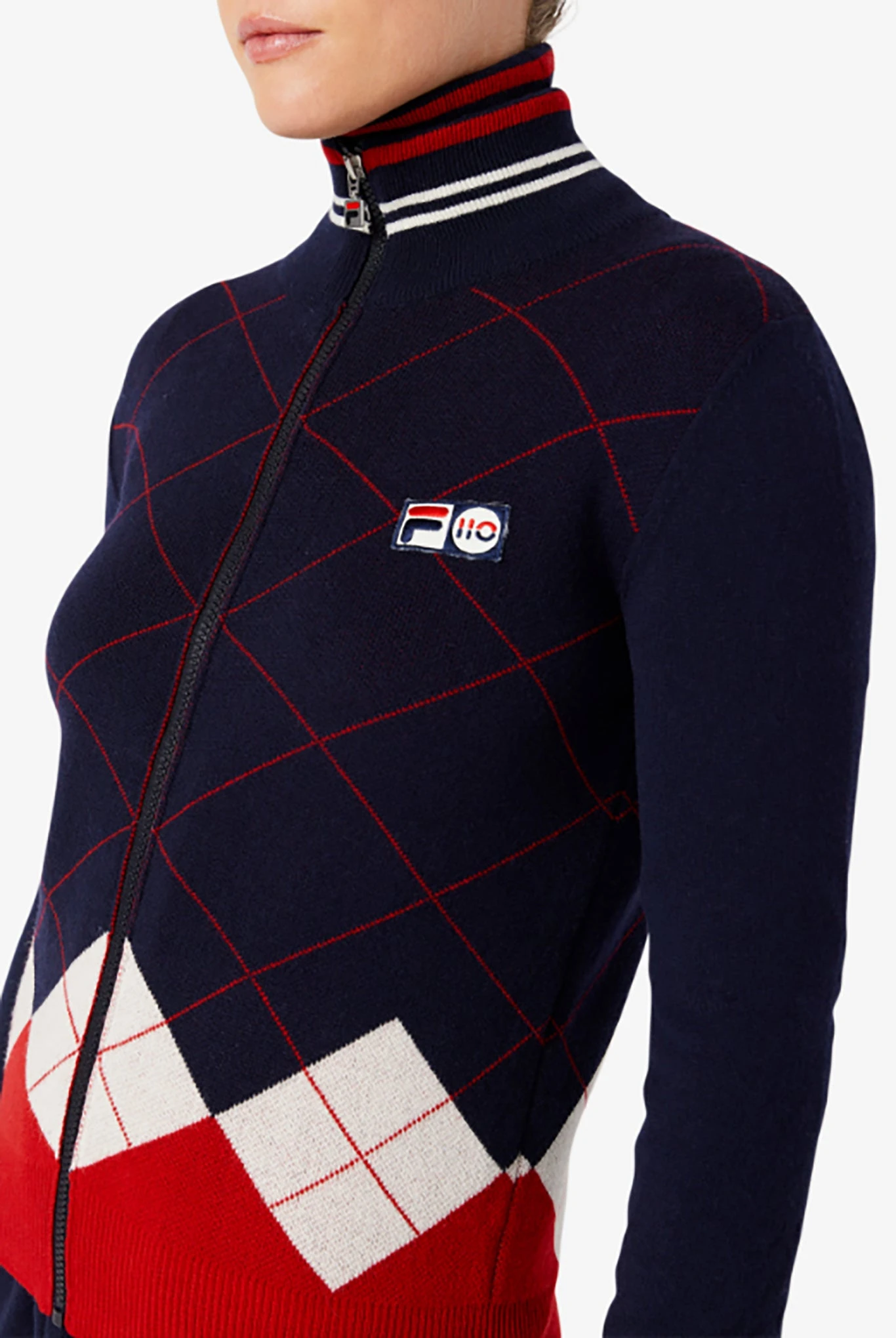 FILA 110 Cashmere Argyle Zip Sweater 2 FILA 110 Cashmere Argyle Zip Sweater - Image 2