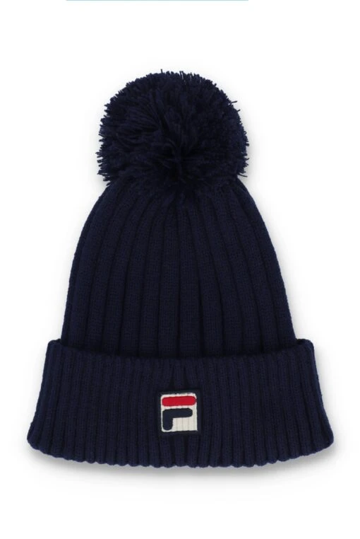FILA Teo Ribbed Turnup Pom Beanie -Cheap US Modern Apparel Store Teo FHXF23004 410 01